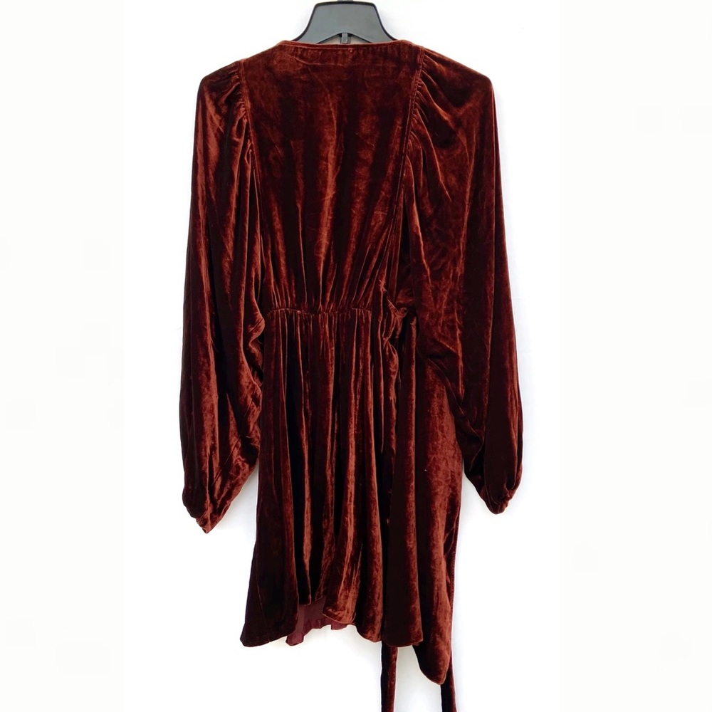 A.L.C. Carlo Cognac Rust Velvet Wrap Mini Dress - Picture 3 of 7